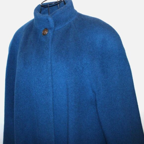 Vintage 70's Long Blue Wool Coat Button Front London Fog Made in USA ACTWU 12 P - Picture 6 of 16
